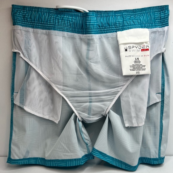 SPYDER MEN'S SWIMSUIT OR WORKOUT SHORTS TURQUOISE, LARGE W/2 POCKTS ON THE SIDE - Picture 9 of 16